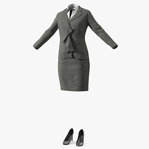 Womens Business Suit with High Heels 3D