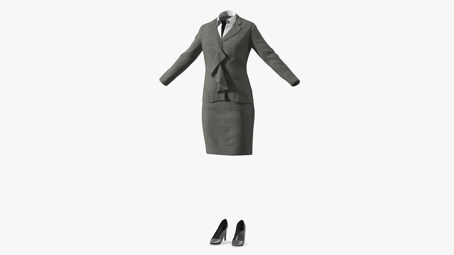 Womens Business Suit with High Heels 3D model preview