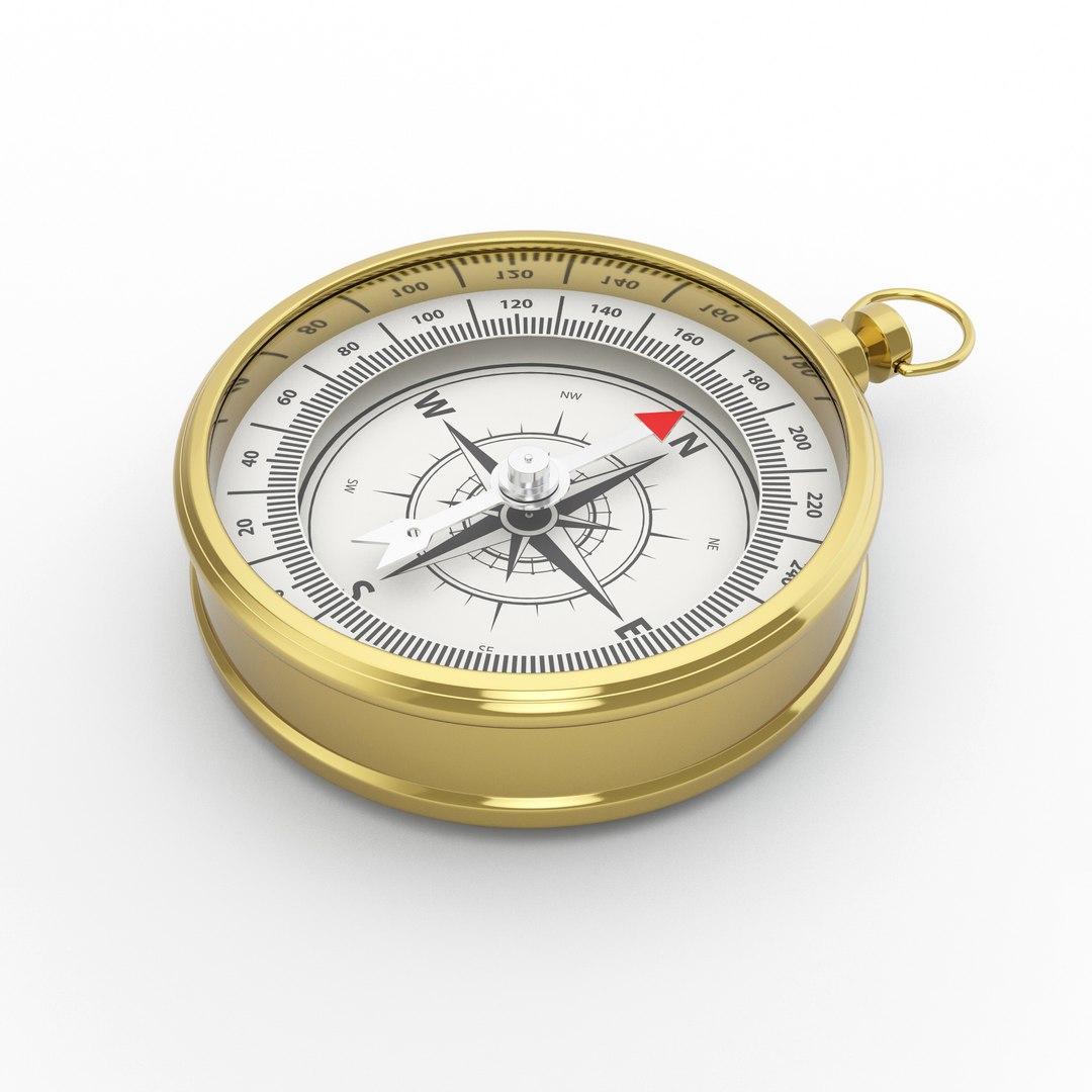 3d model silver compass