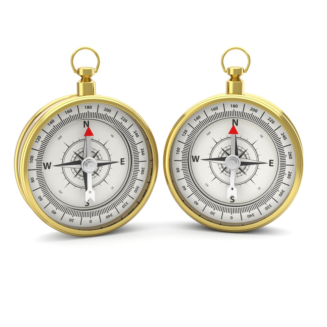 3d model silver compass