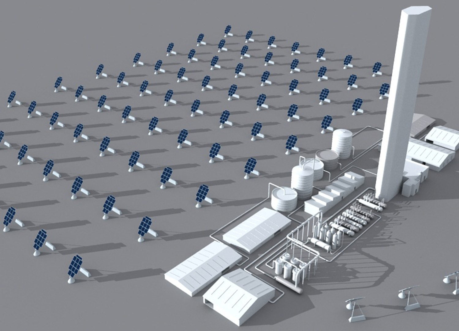 3d Solar Power Station Model
