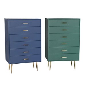 3D Homary-4 Drawer Chest Dresser Storage Chest Blue Accent Cabinet for Bedroom