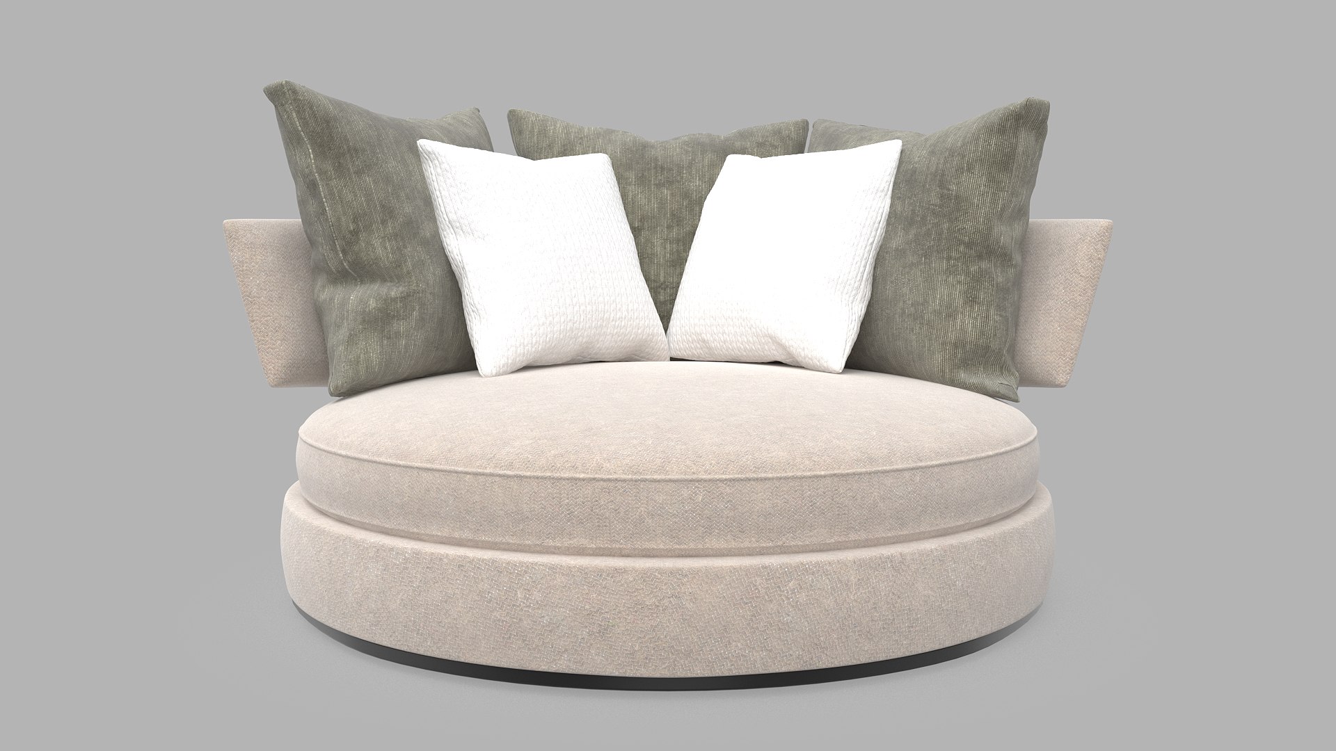 现代圆形布艺单人沙发3d模型下载_模型ID:70703-让提网