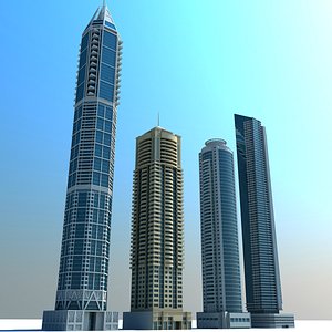 3d dubai marina towers 01 model