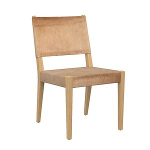 3D Kelly Rustic Lodge Brown Wood Frame Hide Seat Dining Side Chair