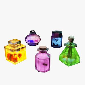 3D model Animated Glowing Potions Set 5 - Game-Ready - PBR Assets