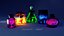 3D model Animated Glowing Potions Set 5 - Game-Ready - PBR Assets