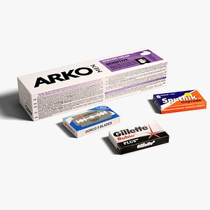 razor blades shaving cream 3D model