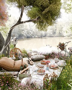 Spring Picnic Blender Scene