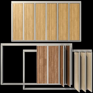 sliding wooden partition wall 3D model