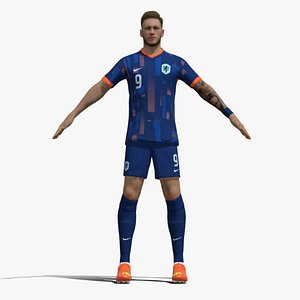T-Pose Rigged Weghorst Netherlands Euro 2024 3D model