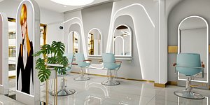 Stylish  Hair salon - Barber Shop 3D Model for Arch-Viz and Games