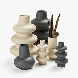 3D model set ceramic vases