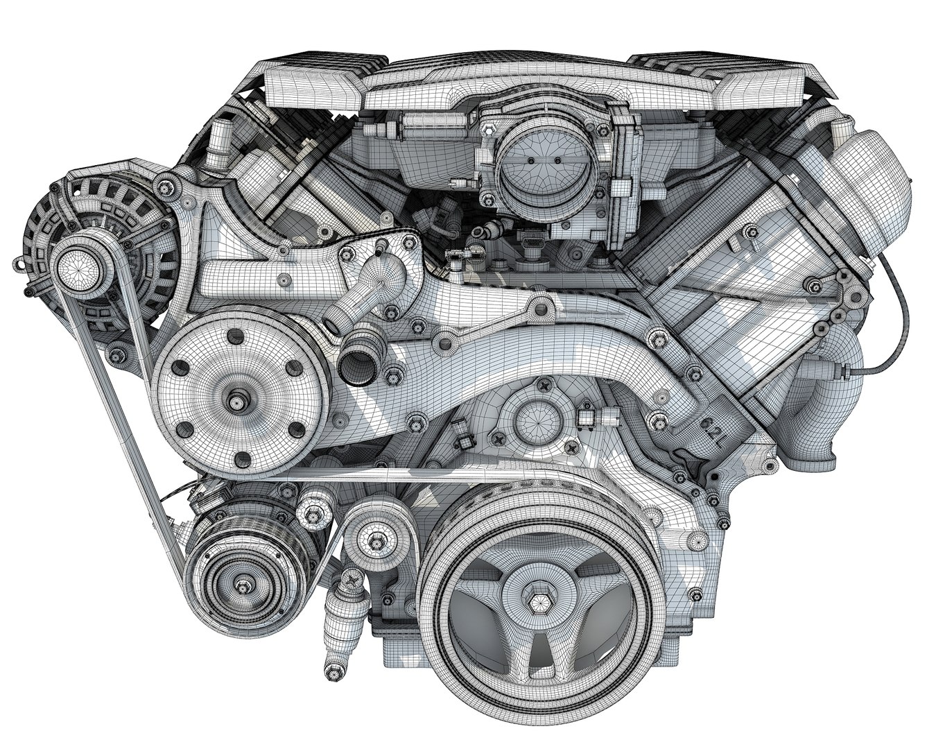 3D V8 Engine Semi Interior - TurboSquid 1349283