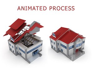 Animated process of house building