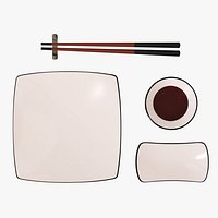 Sushi dinnerware 01 chopsticks soy sauce plate