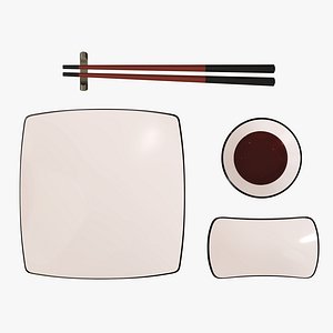 Sushi dinnerware 01 chopsticks soy sauce plate