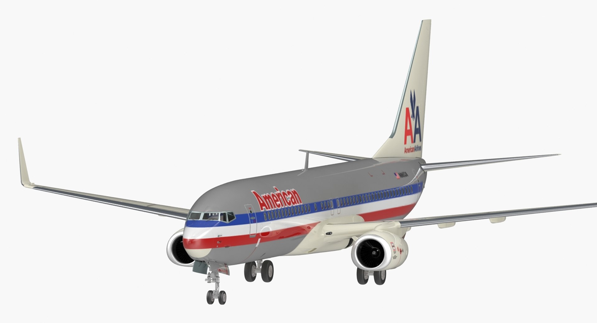Boeing 737-800 American Airlines Rigged 3D Model 3D model preview