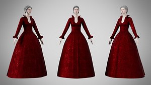 Dress 30 Burgundy Velvet With Design 3D model