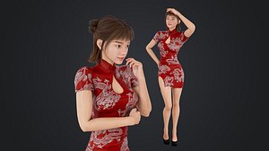 Girl in Cheongsam Qipao Dress