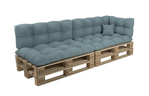 Couch with pallets and quilted pillows - pallet furniture