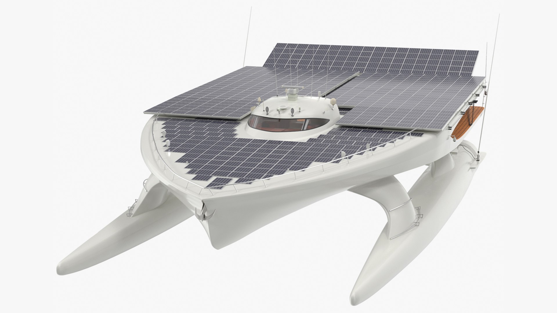Solar Powered Yacht Simple Interior Rigged 3D model preview