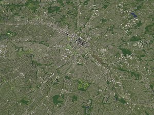 Charlotte North Carolina USA in 20 km x 20 km - city and urban