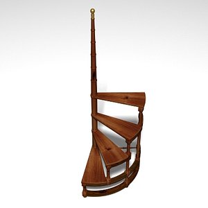 spiral wooden library steps 3d model