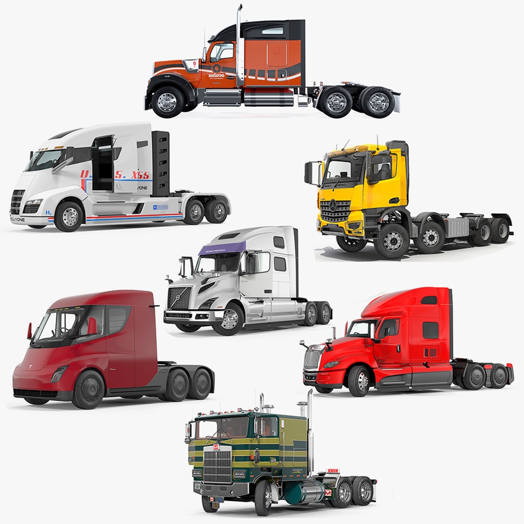 Semi Trucks Rigged Collection 3D model preview