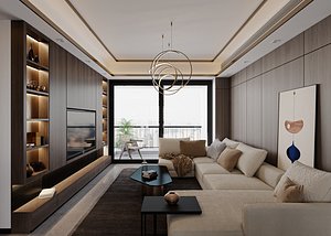Modern Minimalist Living and Dining Room Interior