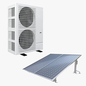Air Heat Pump and Solar Pannel Collection 3D