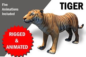 Bengol Tiger Rigged and Animated