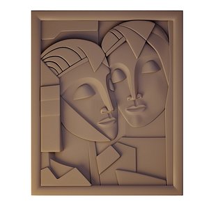 3D panorama painting of ancient Egyptian faces in the Cubist style 3D model