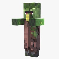 Minecraft Zombie Villager Rigged 3D Model Game Ready 4K PBR