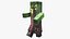 3D-модель зомби-жителя из Minecraft, готовая к использованию в играх, разрешение 4K, PBR.