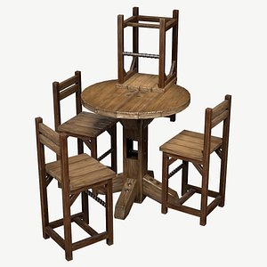 3d rustic pub table chair