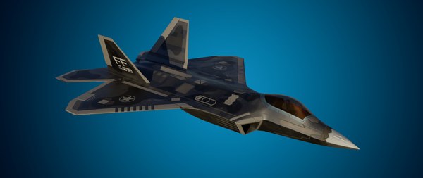 American Fighter Jet F-22 Raptor PBR Low-Poly Game Ready 3D model