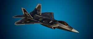 American Fighter Jet F-22 Raptor PBR Low-Poly Game Ready
