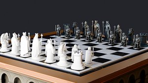 Medieval Chess Set 3D Print Model