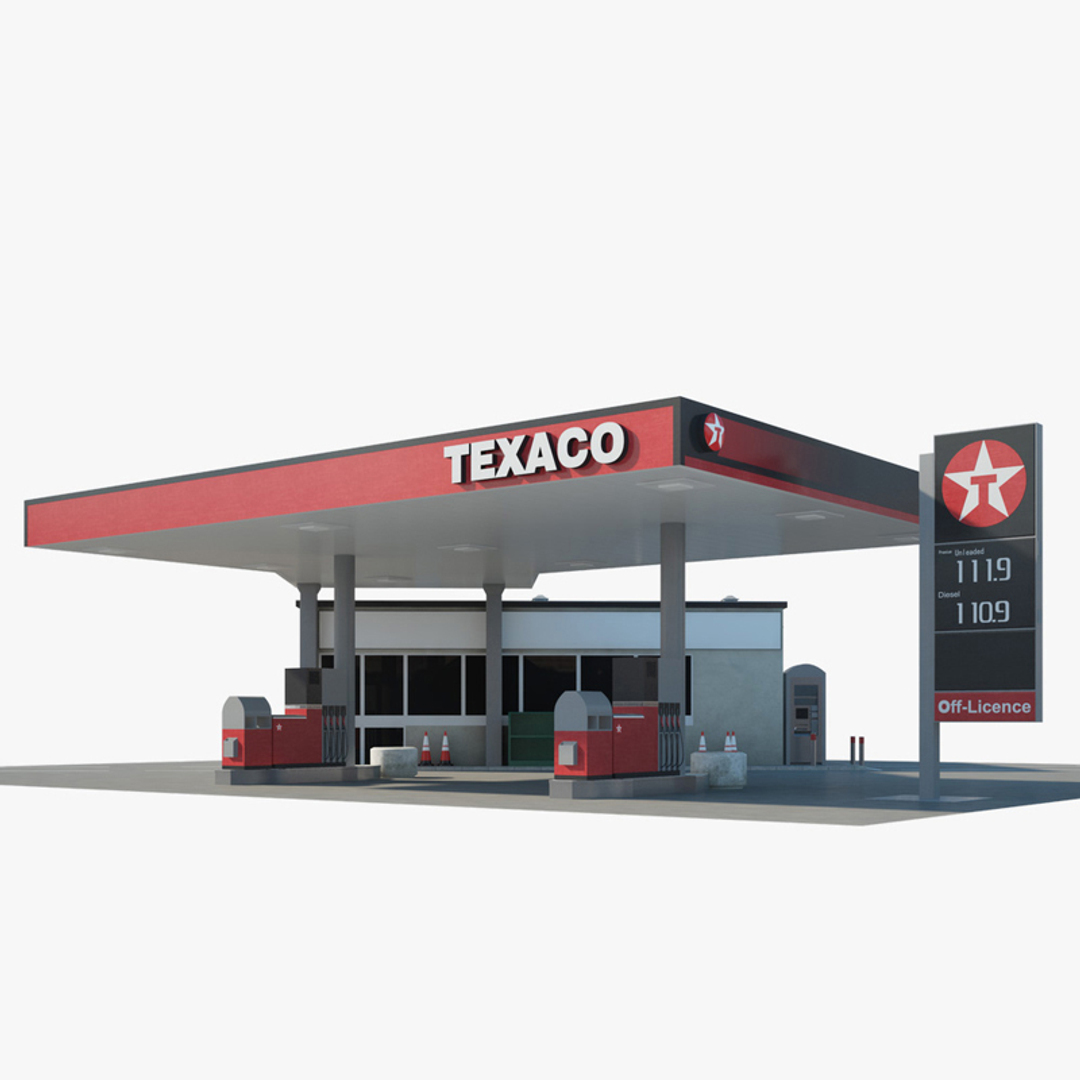 modelo 3d Gasolinera Texaco 01 TurboSquid 1707434