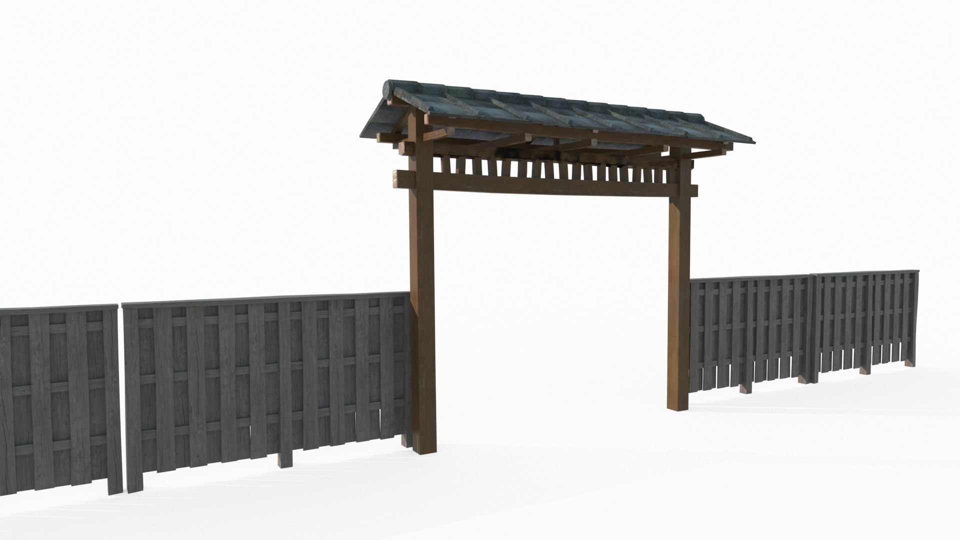 3D Gate Of Asian Ancient Architecture Courtyard - TurboSquid 2341167
