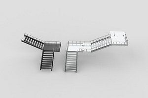 3D metal stair 2 3D model model
