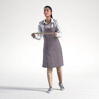 3D People Woman Kay 2014 Waitress Walking with Tray Low poly