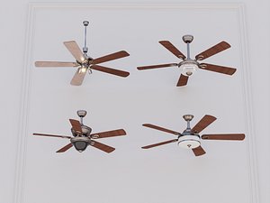 Ceiling Fan Collection with Lights 3D Model model