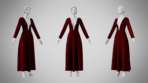 3D Dress 35 Burgundy Velvet