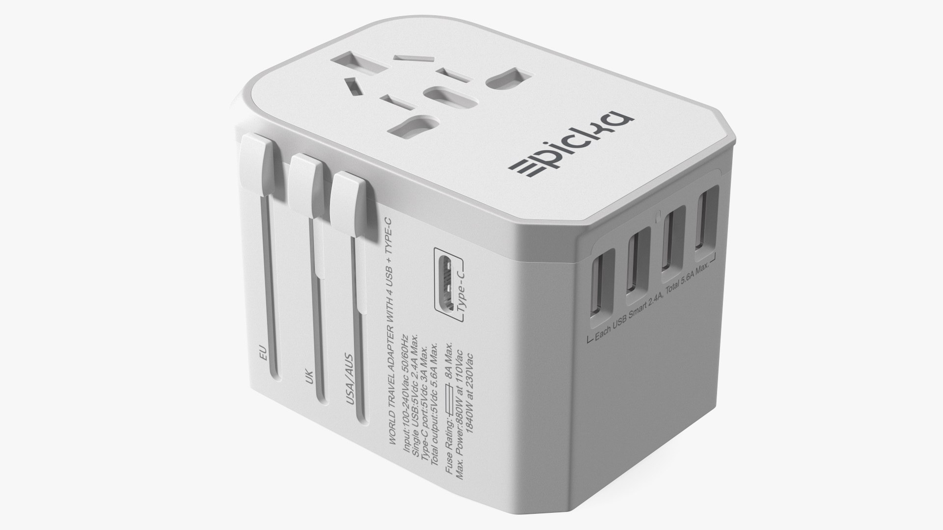 EPICKA All in One International Wall Charger White 3D model preview