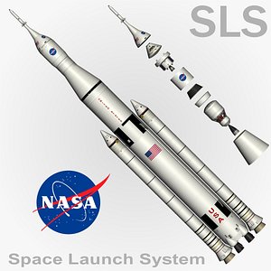 sls space launch 3d obj