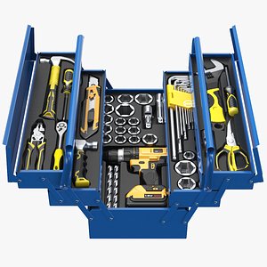 3D Detailed Full Toolbox With Equipment model