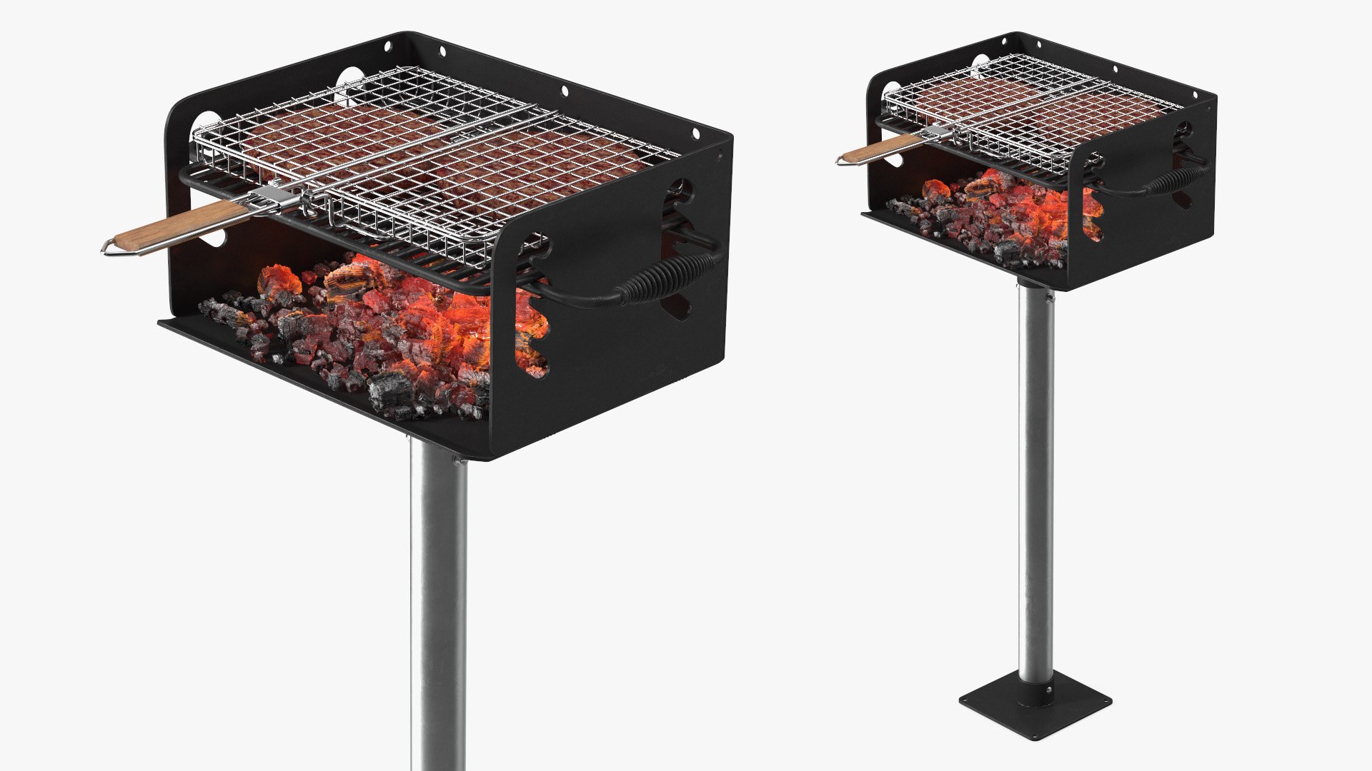Charcoal Grill with BBQ Grate and Burger Patties 3D model preview
