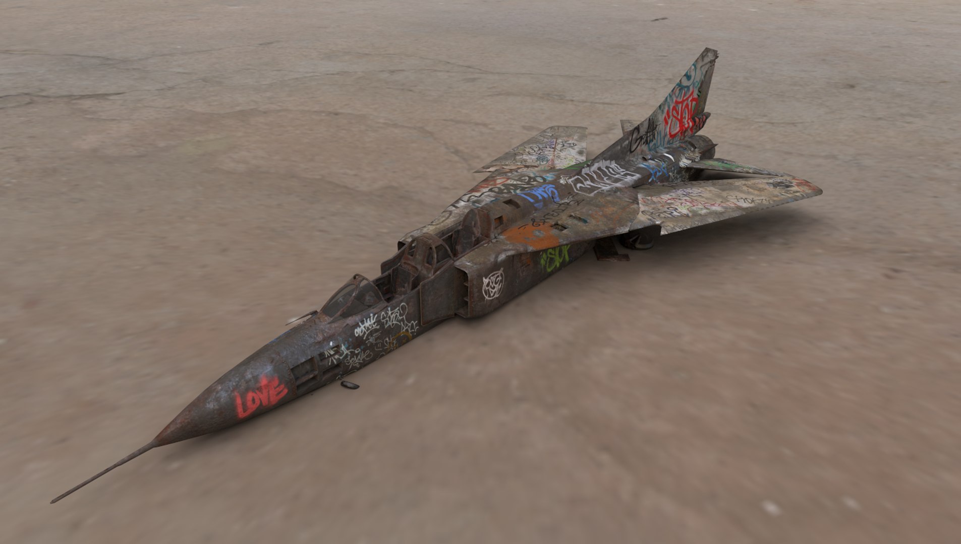 Abandoned WarPlane With Graffiti model https://p.turbosquid.com/ts-thumb/bN/JUiREq/9P/3/png/1638647704/1920x1080/fit_q87/6d37caa69e50128e6d24d30bfa9c944f26f82646/3.jpg